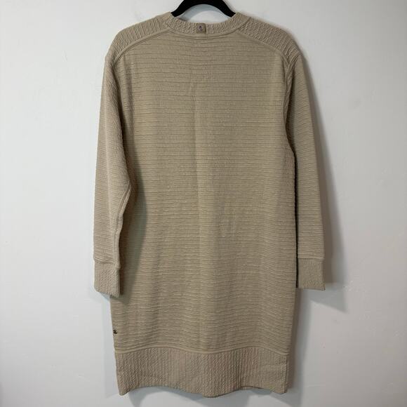 Lululemon On Repeat Ribbed Long Sleeve Dress Sweatshirt Tan 8 Knee Length - Picture 3 of 8